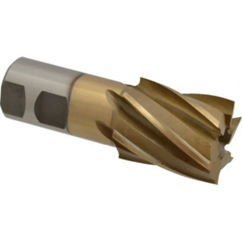 Value Collection 1-5/8, 2 LOC, 1-1/4 Shank Diam, 4-1/2 OAL, 6 Flute, High Speed Steel Square End Mill Single End, TiN...